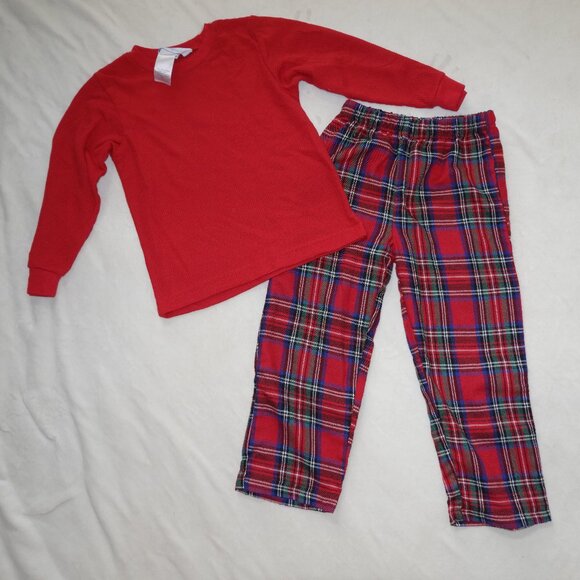 4T Pajamagram Christmas Holiday Plaid Pajama Set, Long Sleeve Waffle Top, Pants - Picture 1 of 9